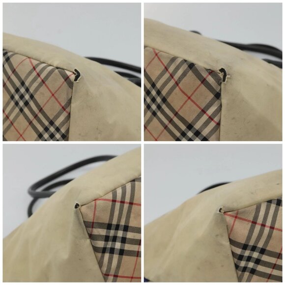 Burberrys Blue Label Tote Bag Nylon Beige Silver Auth ti3066 - Picture 14 of 16